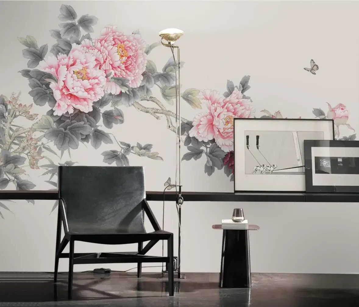 beibehang Custom papel de parede 3d Peony mural wallpaper for living room TV background wall paper ink decorative wall painting