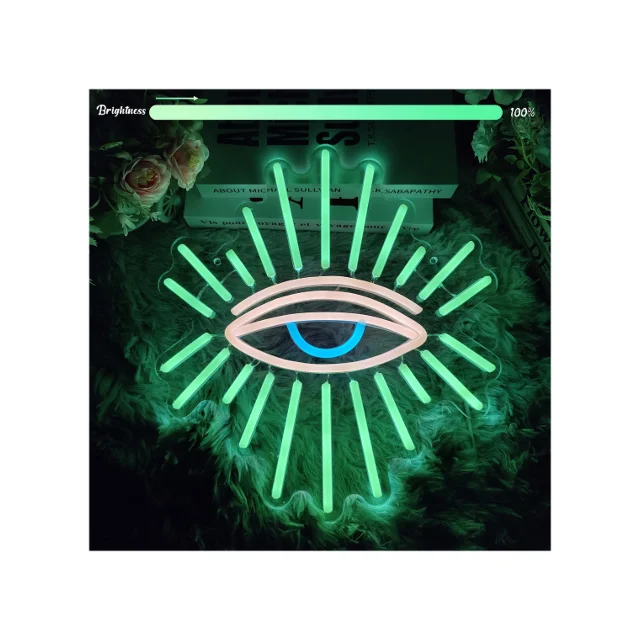 Green Gothic Eyes Neon Lights for Wall Decoration, Dimmable LED Game Room Bedroom Men's Cave Kids Room Party Christmas Gift