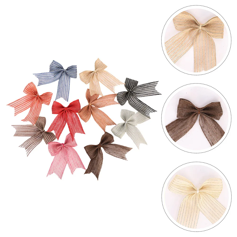 

10Pcs Xmas Bowknot Ornament Handmade Linen Silk Wedding Bowknot Decoration Christmas Tree Adornment Christmas Tree Adornment