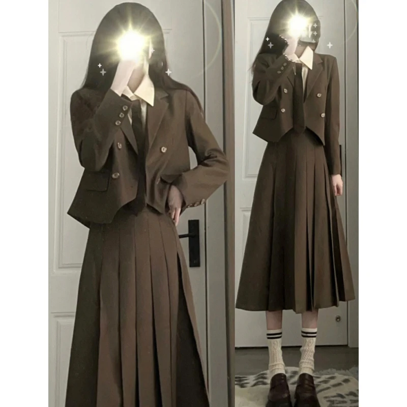 

Японский Sle College orm JK Костюмный комплект Осень-зима Высококачественная одежда Salt System Юбка Комплект из двух предметов Faionable Studen...