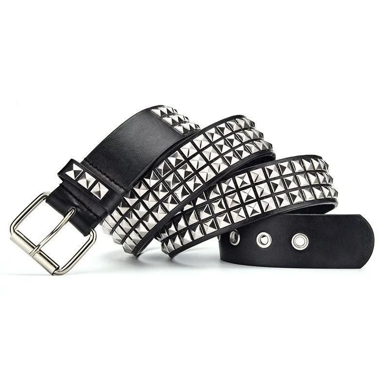 Gothic Rivet Belt Trend Punk Skull Rhinestone Belt Men And Women Street Dance Belt