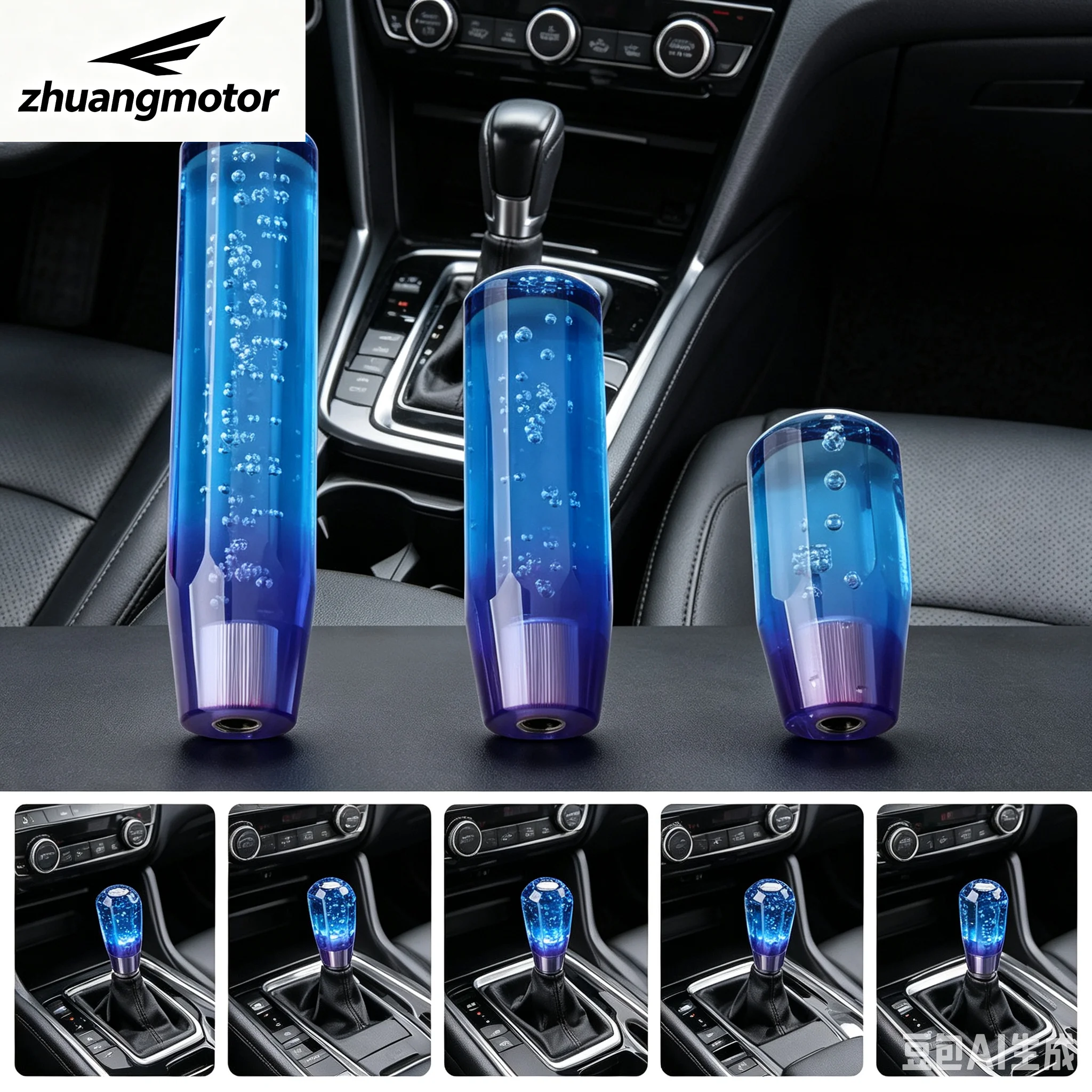 10 15 20cm Car Blue Color Stitching Multicolor Gear Shift Knob Crystal Bubble Gear Shift Knob Colorful Shifter Lever