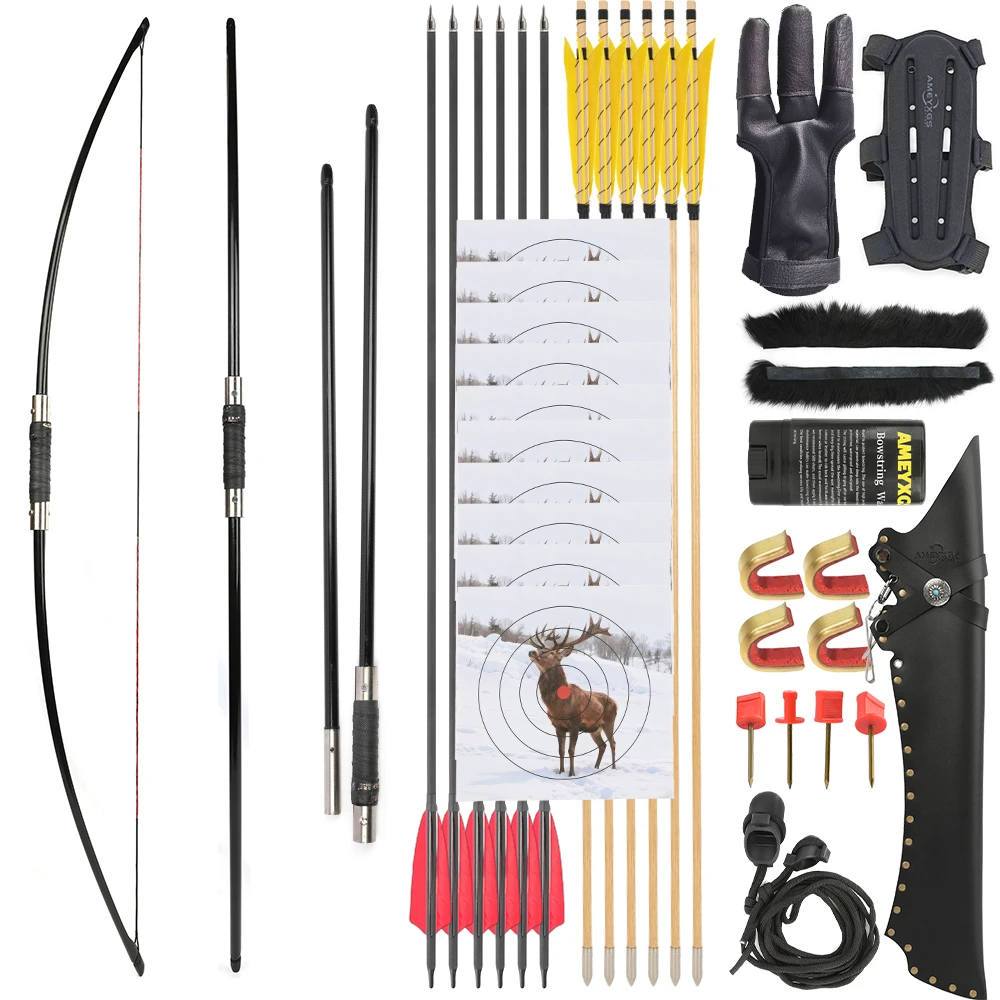 

64.5'' Traditional English Longbow Straight Bow Hunting Target Adult Shooting RH LH Archery Traditional Gift Outdoor Practice