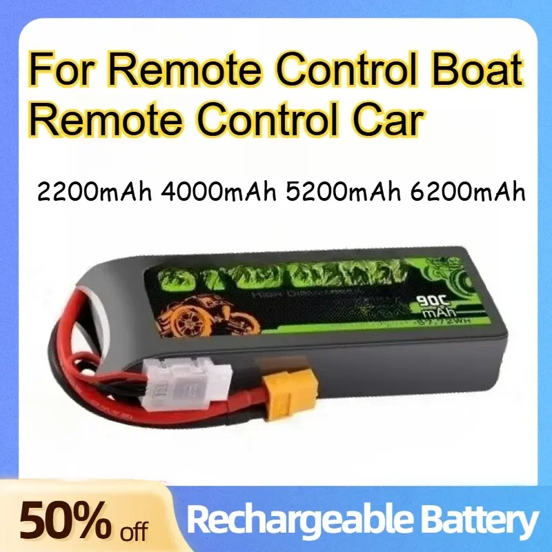 

11.1V 90C High Magnification Battery for Remote Control Boat Remote Control Car 2200mAh-6200mAh Rechargeable with XT60 Plug