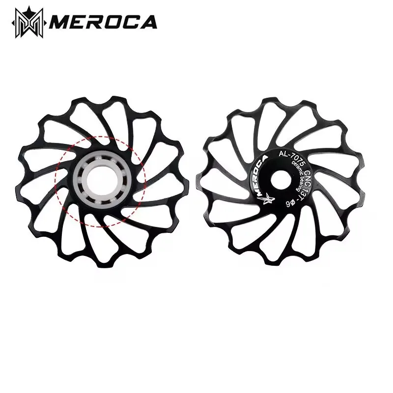 MEROCA Bicycle Derailleur 9v 10v 11v Ceramic Pulleys Rear Derailleur Mtb Pulleys Wheel Ceramic Bearing Road Mountain Bike 11/13T