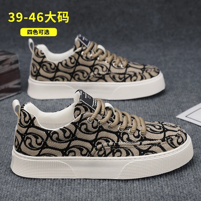 Hot-selling Men Graffiti Prints Canvas Sneaker Spring Autumn Breathable Fashion Vulcanize Shoes Outdoor Lace Up Men Casual Shoes