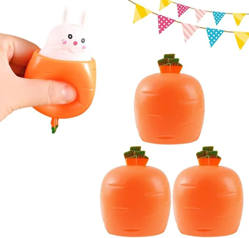 2026 New Easter Carrot Bunny Decor, Handmade Rabbit Ornament for Easter Basket Stuffers (3PCS)