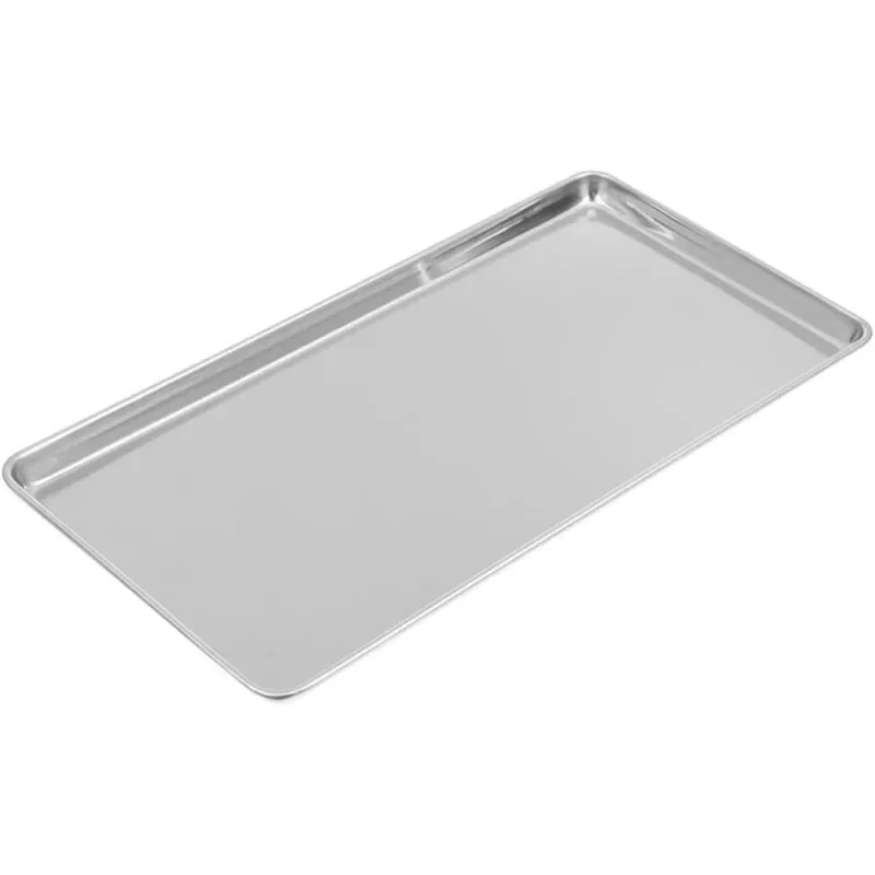 Prato de servir comida de metal, organizador de cozinha, bandeja retangular de aço inoxidável, bandejas de apresentação de buffet, utensílios de cozinha decorativos
