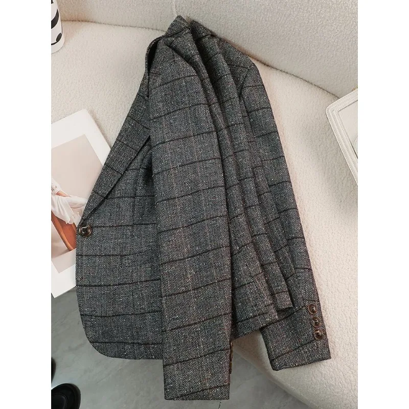 مشرق بدلة جلدية سترة المرأة 2025 جديد الخريف عالية الجودة تحسس المقلية الشارع دعوى هذا العام شعبية المرأة معاطف البنطال القصير #3