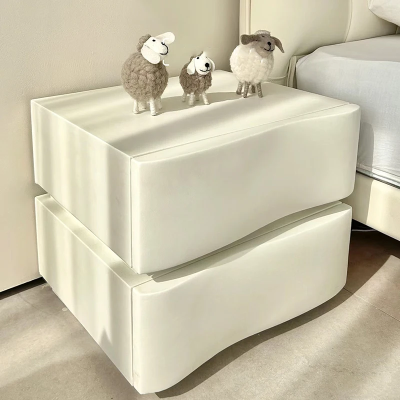 

French Unique Nightstands White Unique Bedside Wood Design Nightstand Storage Modern Minimalist Mesitas De Noche Home Furniture