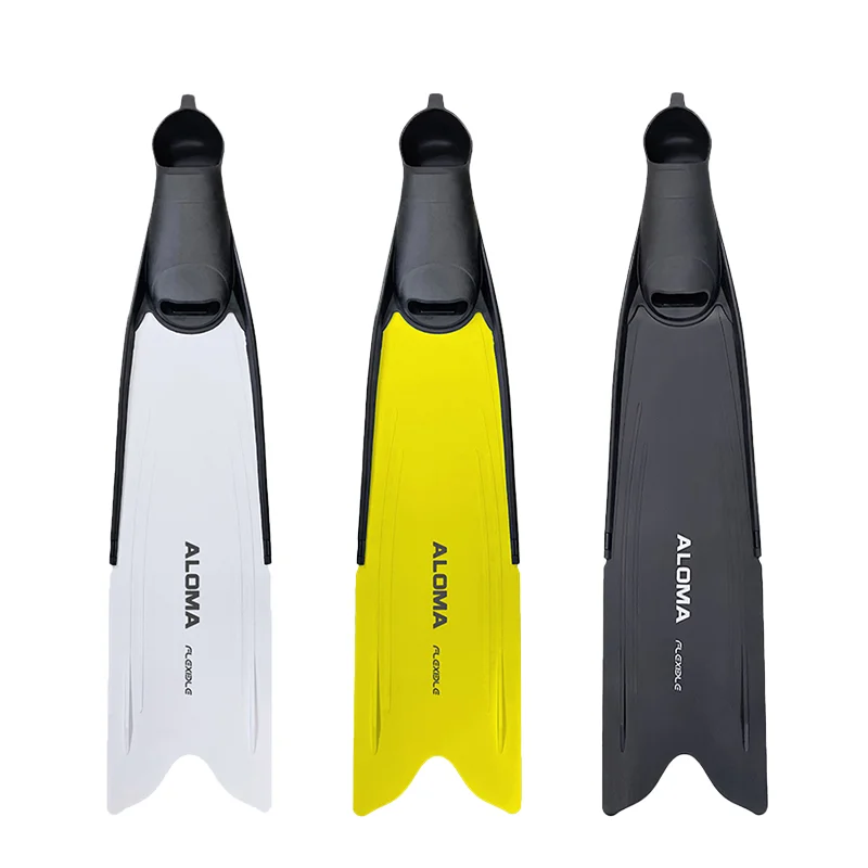 Aloma Factory Direct Diving Equipment Foot Pocket Flipper Soft Silicone Rubber Fin Long Blade Scuba Freediving Fins