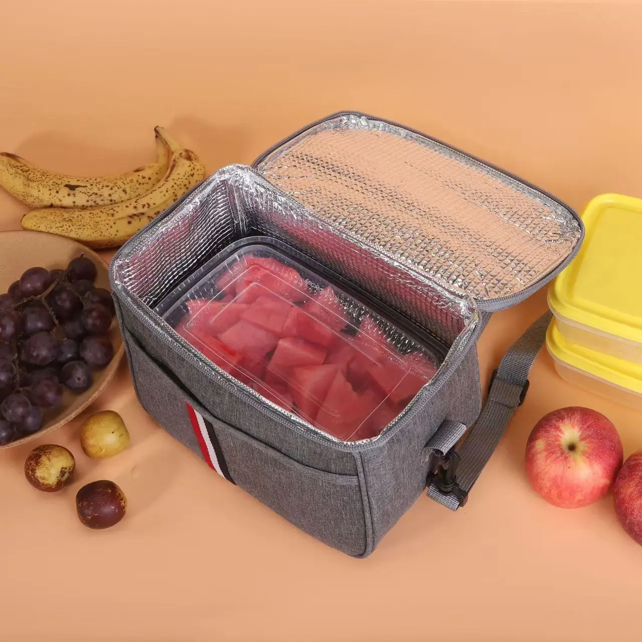 حقيبة غداء أكسفورد مقاومة للماء بسعة كبيرة ومتعددة الجيوب وحقيبة بينتو الحرارية للطلاب بكتف واحد وحقيبة تخزين عبر الجسم #3