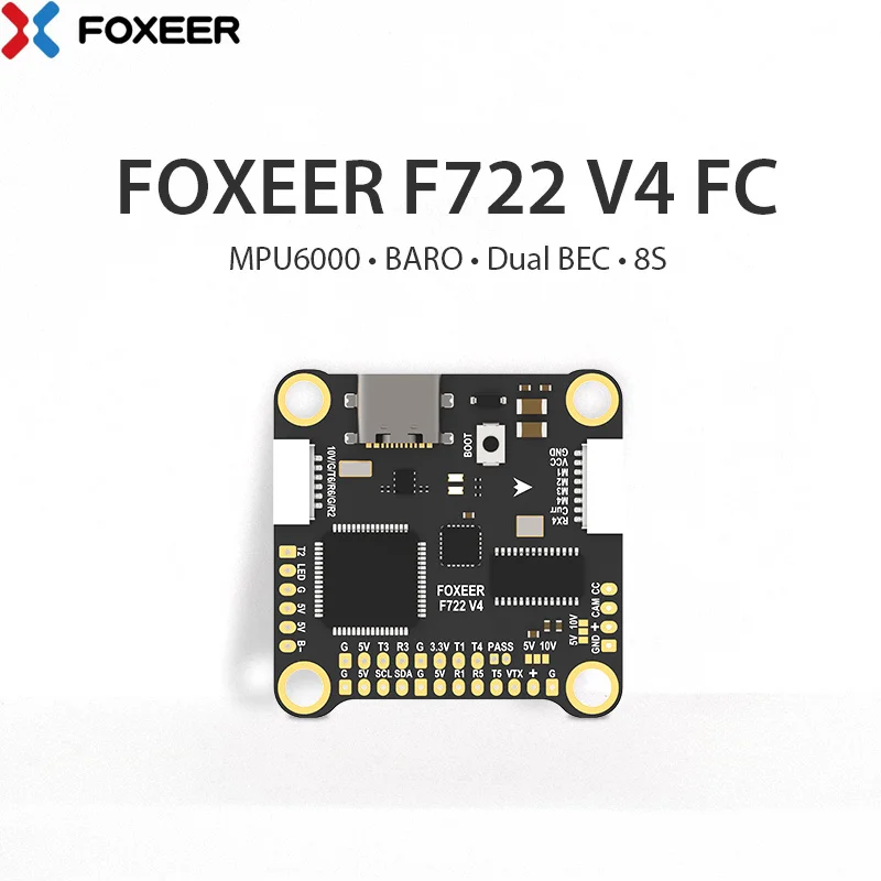 

Foxeer F722 V4 MPU6000 FC 8S двойной BEC барометр X8 Контроллер полета 30.5X30.5mm Φ4mm 8S LIPO для FPV Фристайл дроны DIY части