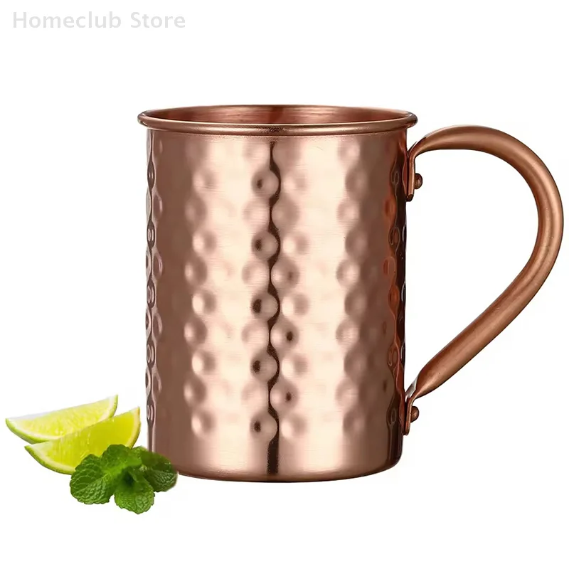 

500ml 100% Copper Moscow Mule Mug Cocktail Wine Cup Hammered Coppery Beer Mugs Coffee Mug Milk Cup Bar Cup Drinkware Durable