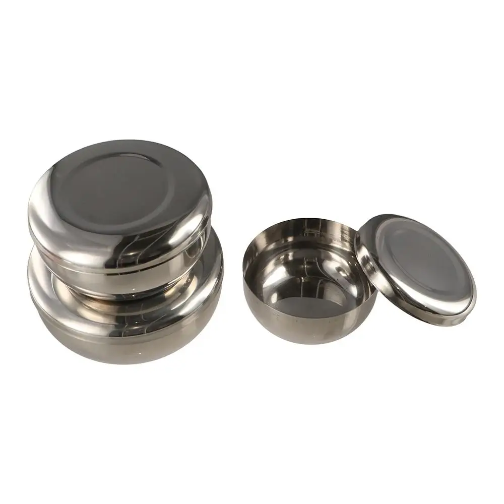 Tableware With Lid Korean Stainless Steel Bowl Single Layer Silver Rice Bowl Round Smooth Surface Children Bowl Cream Foam