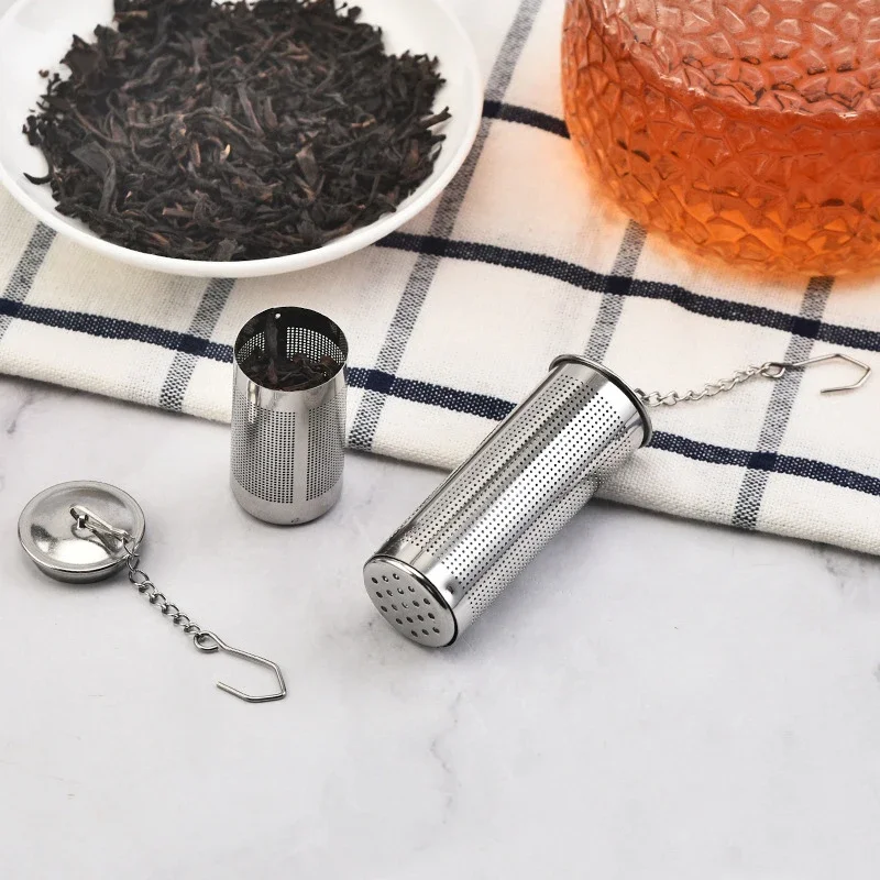 Stainless Steel Tea With Cover Filter Locking Spice Leaf Teapot Reusable Fine Mesh Coffee Filter Steeper with Chain Hook Teaware