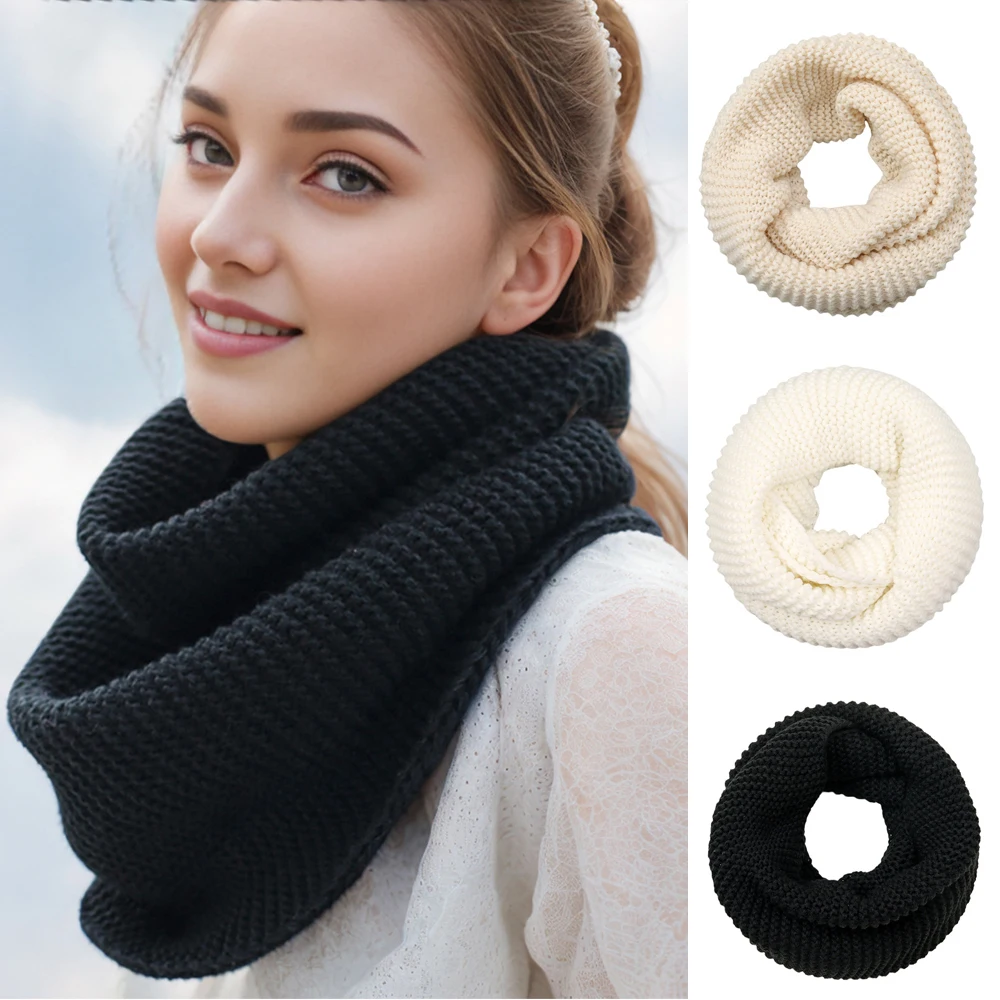 Winter Scarf Circle Loop Neck Warmer Crochet Thick Scarves Unisex Couple Knitted Scarf Elastic False Collar Winter Accessories