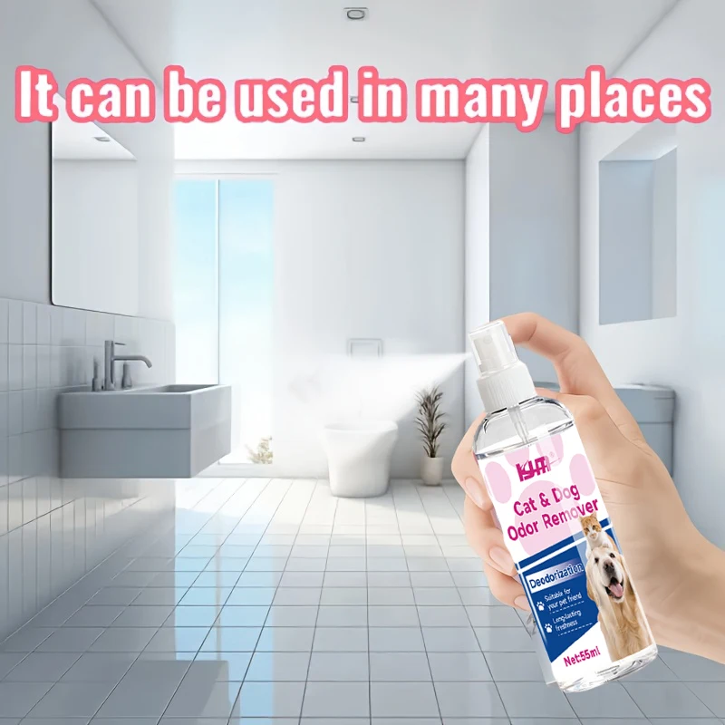 KJM-55ML Powerful Multi-Purpose Pet Odor Eliminator Spray Safe Deodorizer For Litter Box Kitchen Car Bathroom view 4
