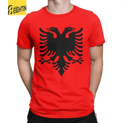 Men's T-Shirt Albanian Flag Tale Of The Eagle Fashion 100% Cotton Tees Short Sleeve T Shirts Round Neck Clothes Plus Size