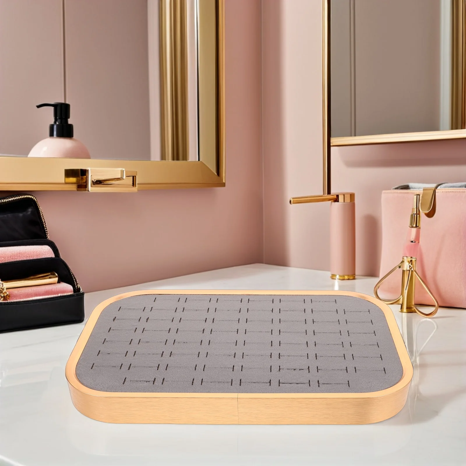 

Stackable Rings Holder Tray Jewelry Organizer 60 Slots Drawer Insert Case Rectangular Earrings Storage for Women Girls Moms