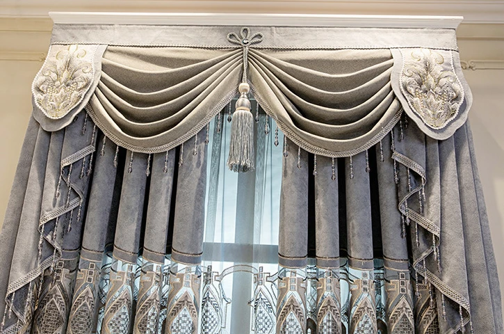 Grüne Vorhänge im europäischen Stil für Wohnzimmer, Schlafzimmer, Esszimmer, Chenille, hohle Stickerei, luxuriöse Fenstervorhänge, Schattierung, individuelle Größe – Detail 21