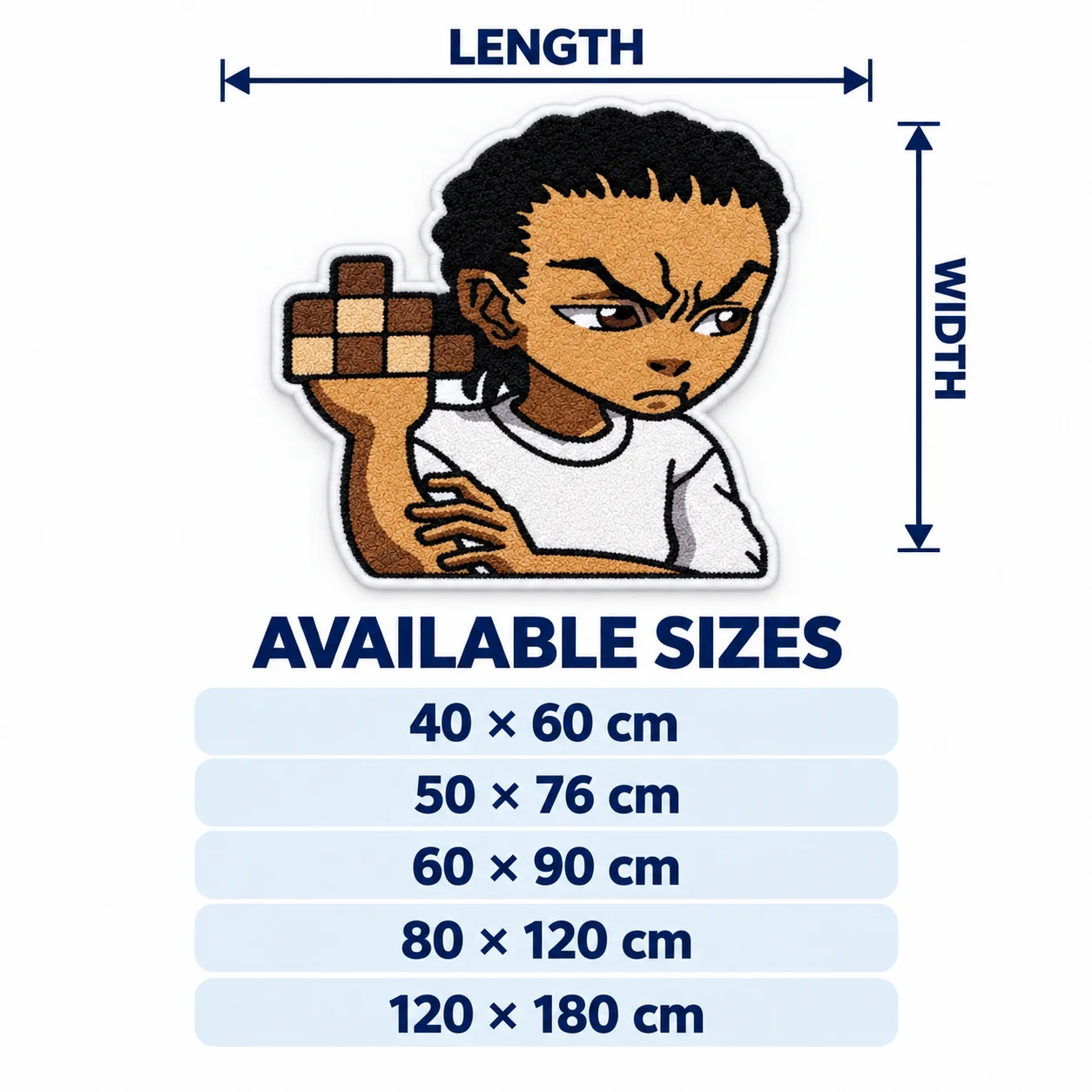 Anime The B-Boondocks Boy Irregular Area Rug, Soft Flannel Floor Mat for Bedroom Game Room Living Room Home Decor Unique Gift