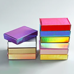 10Pcs/Lot Laser Carton Box Rainbow Color Gift Box Thicken Corrugated Carton Boxes Holiday Party Gift Packaging Box 3 Sizes