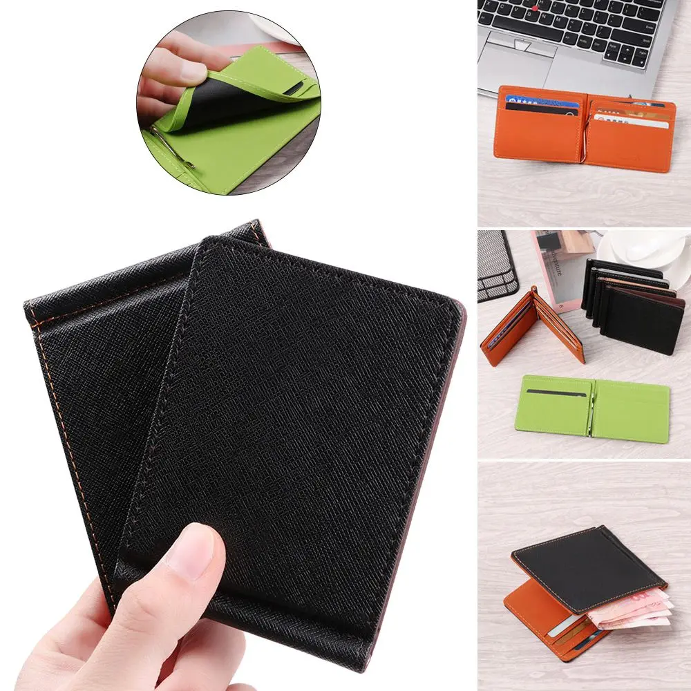 Slim Credit Card Sollid Thin Wallet Bifold Money Clip ID Card Holder Short Skin Purses Men Wallet