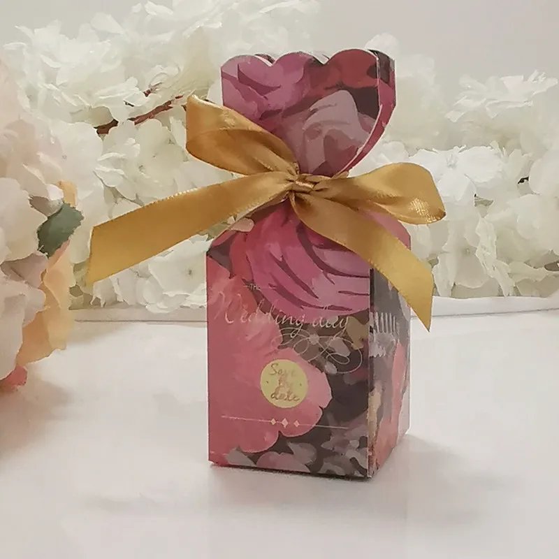 10 Stück Fischschwanz-Vase, Pralinenschachtel, Blumenmuster, Hochzeitstag, Geschenkbox, Verpackung, Box mit Band, Babyparty, Geburtstag, Party-Dekoration – Detail 22