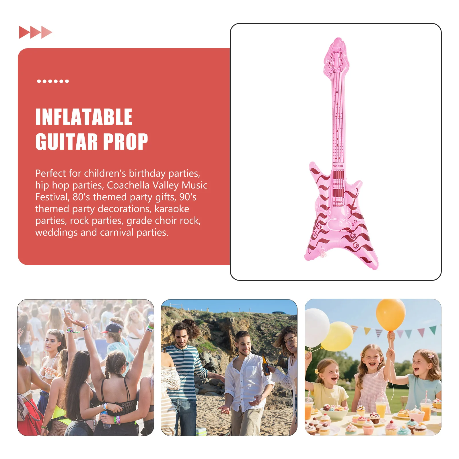 

Inflatable Guitar Prop Lightweight Stage Performance Disco Decoration Blow Up Musical Instrument Role Play 80S