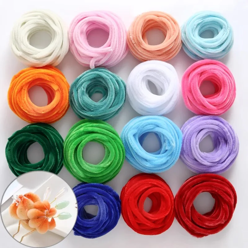 1M Colorful Chenille Stems10mm Encrypted Pipe Cleaners Plush Twist Sticks Hand Woven Flower Bouquet Hairpins DIY Craft Supplies