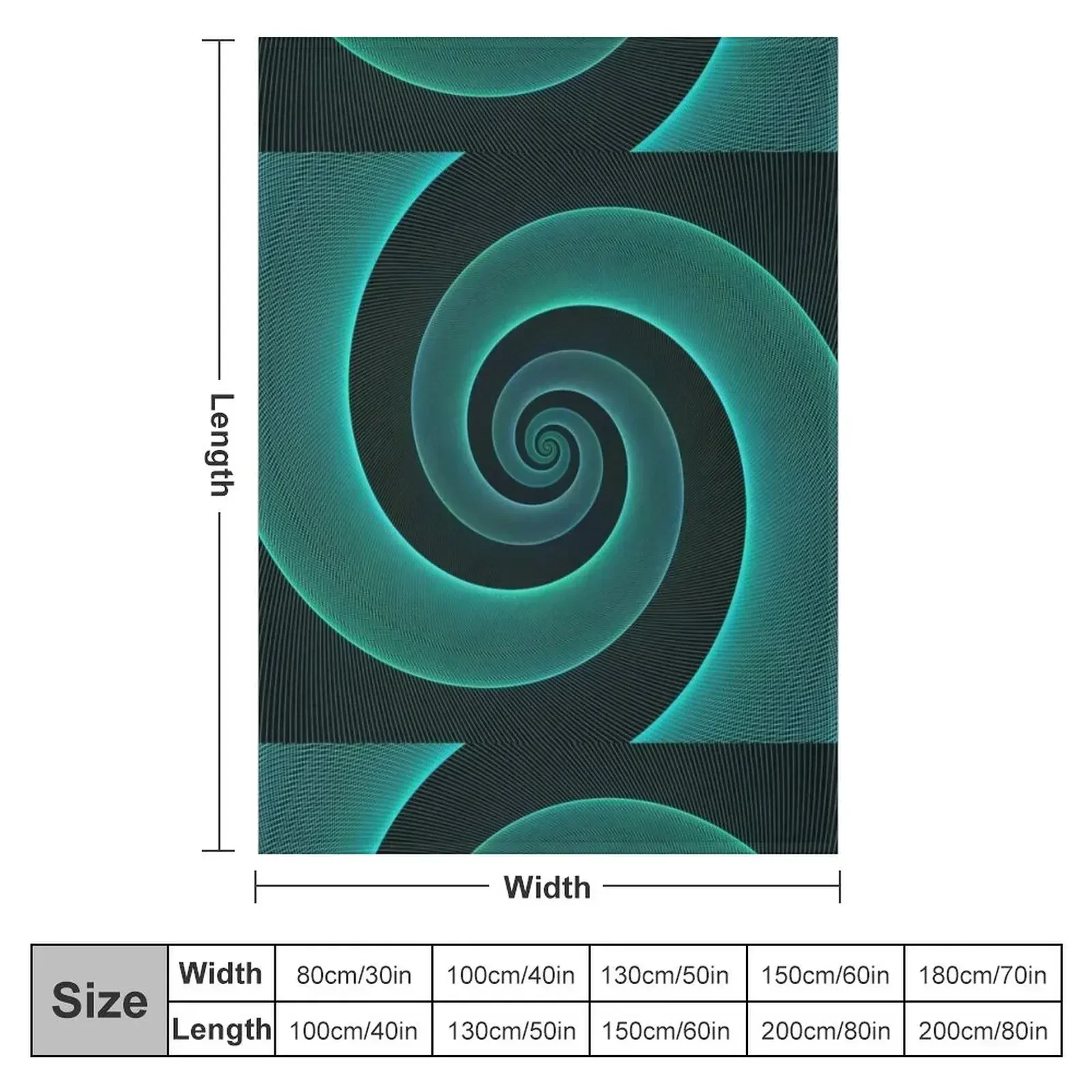 Turquoise Spiral Vortex hipsterswirls Throw Pillow Throw Blanket Retros Luxury St Picnic Personalized Gift Blankets