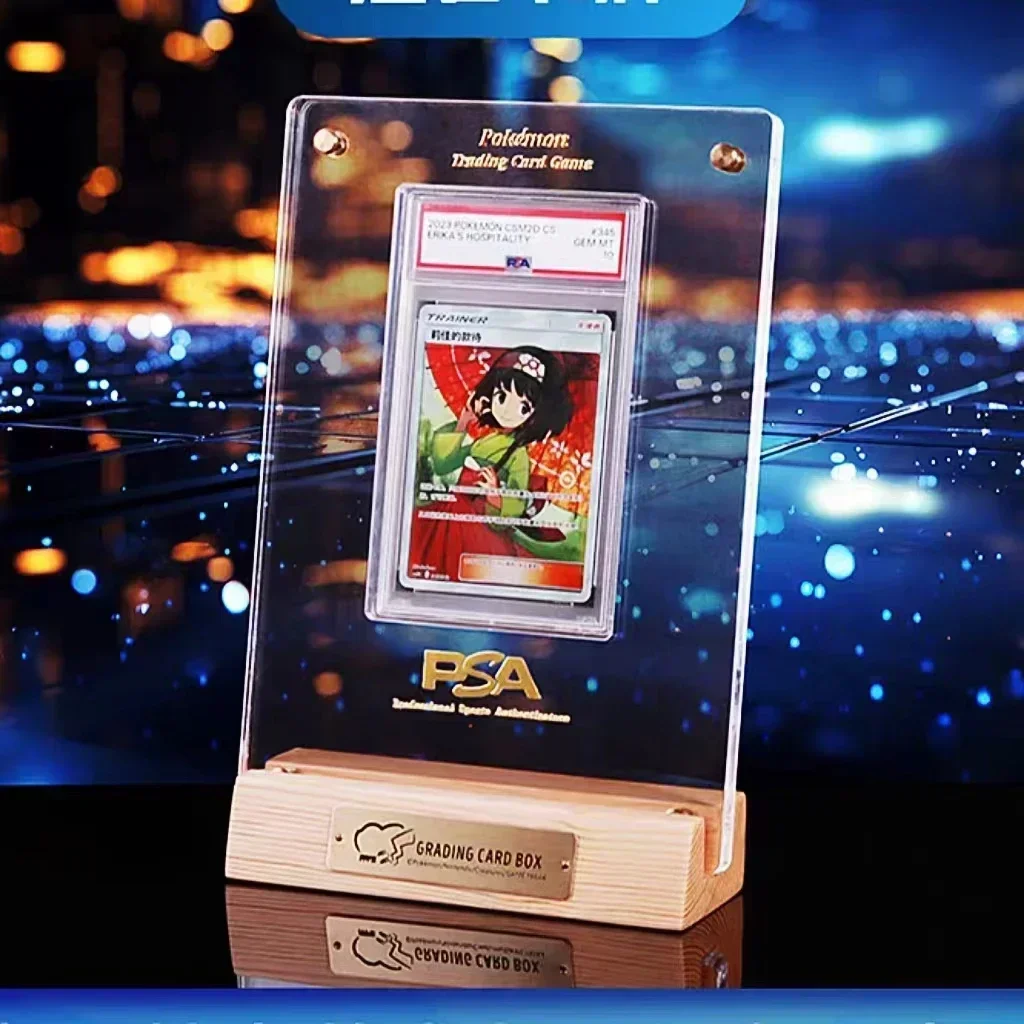 PTCG Pokémon Rating Card, Card Display Stand, Base de madeira maciça acrílica, DIY Shield Card Não Incluído