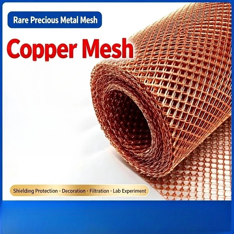 Red Copper & Brass Expanded Perforated Mesh Electrode Copper Screen Pure Copper Mesh For Lab Research Electromagnetic Shielding