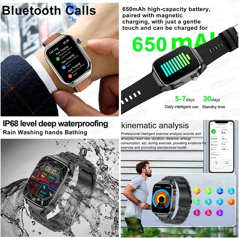 2024 New Accurate Measurement ECG HRV Health Smart Watch Blood Sugar AI Intelligent Blood Fat Uric Acid Heart Rate Smartwatches