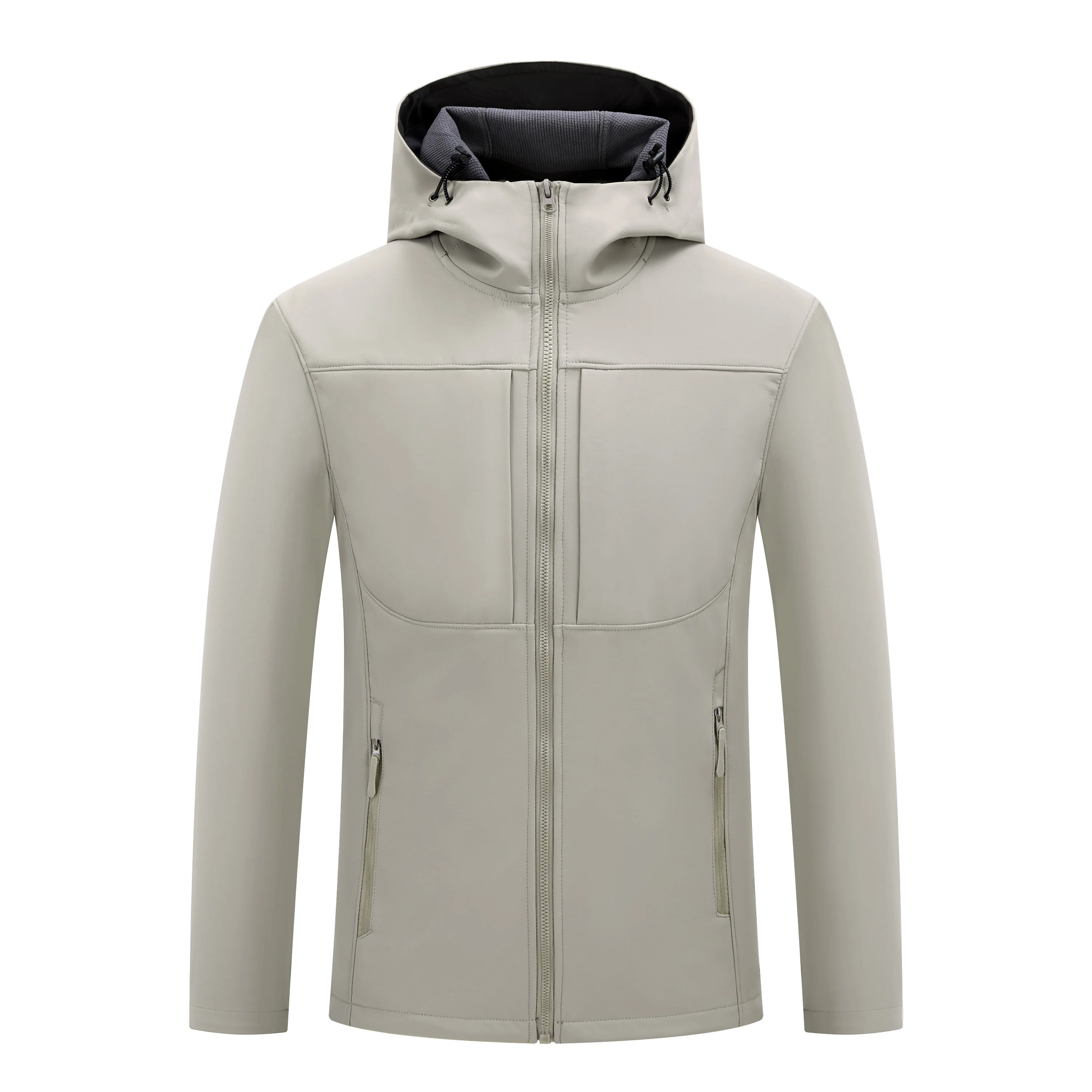 

Spring and Autumn Men's Simple Style Soft Shell Hooded Jacket Lightweight Breathable Casual Outdoor Jacket Mountaineering Jacket