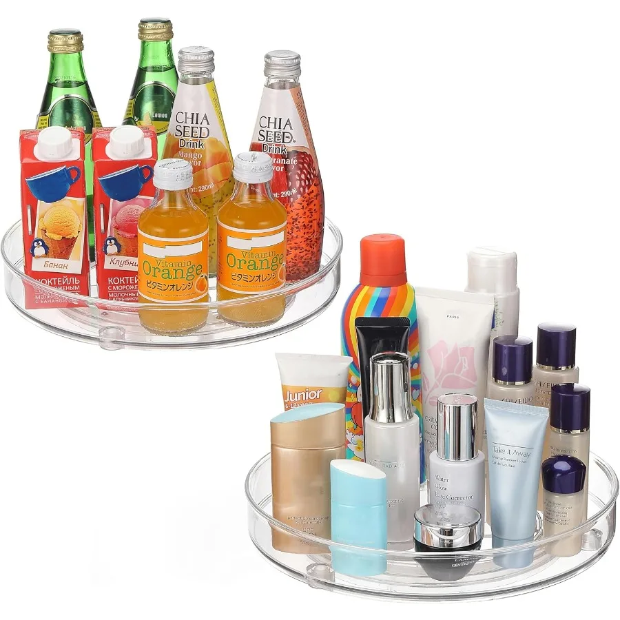 

2Pack Lazy Susan Cabinet Organizer Plastic Rotating Round Lazy Susan Turntable for Cabinet Pantry Countertop Table Fridge 10.5
