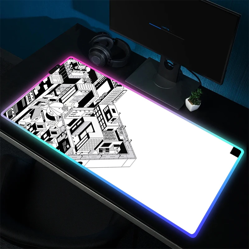 Rgb Mousepad Eenvoudige Lijn Muismat Gamer Rubber Computermuismat Led Game Hd Print Toetsenbordmat Vergrendeling Rand Bureaumatten Xxl