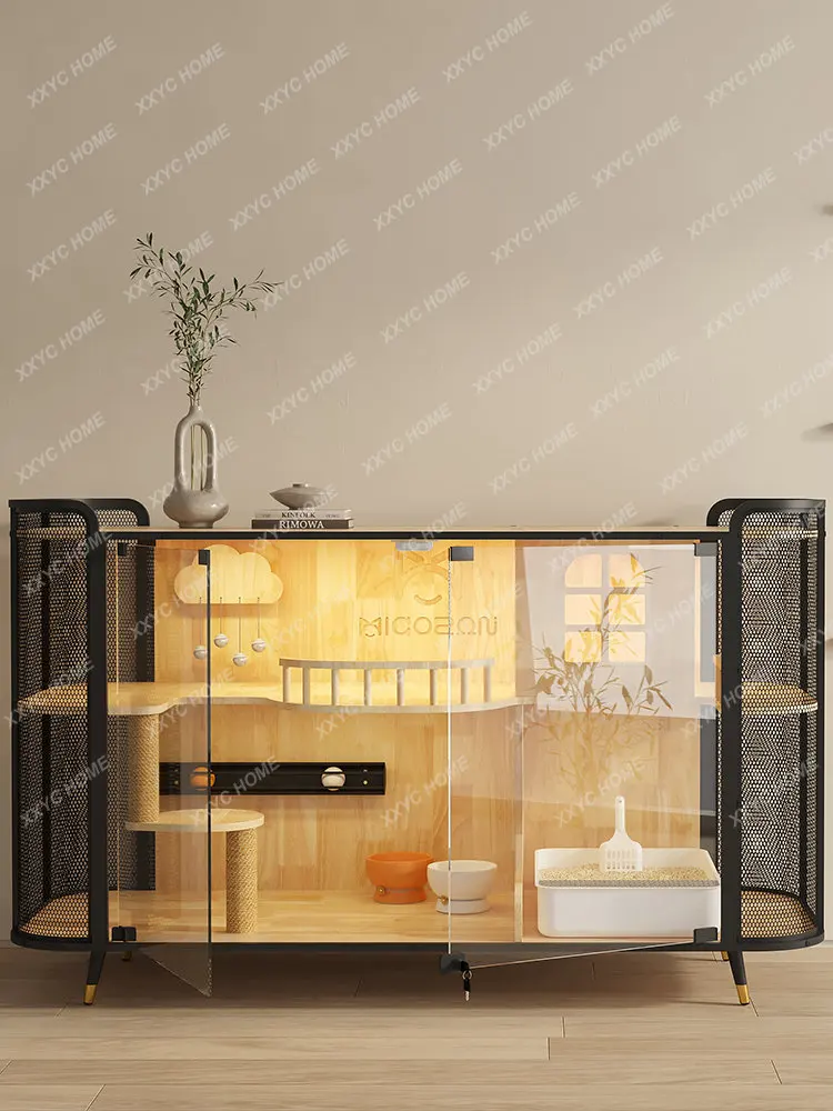 

House Cat Villa People Cat Shared Cabinet Luxury Solid Wood Large Space Multi-Layer Cat Nest Pet Store Cat Coffee Bar Counter