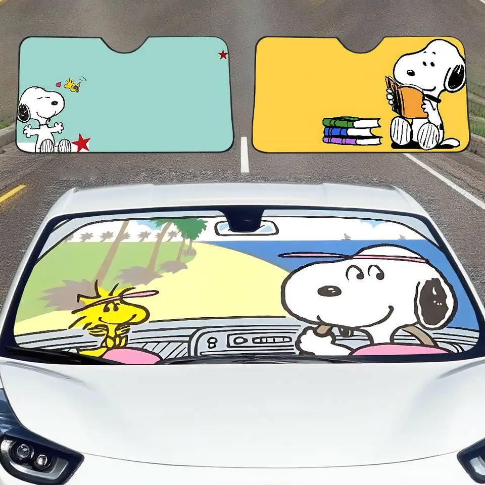 Cartoon S-Snoopy Sleep Peanuts Car Sunshade Curtains Windshield