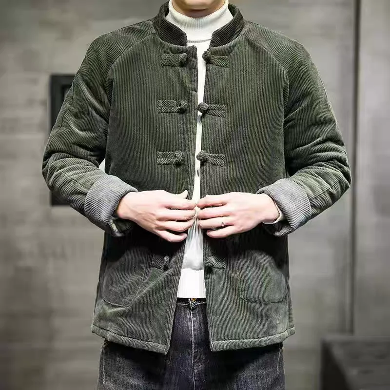 Мужской Thiened Autumn Jaet Tang Sle, новый китайский костюм Zhongan на пуговицах в стиле ретро, модное брендовое длинное пальто с воротником-стойкой