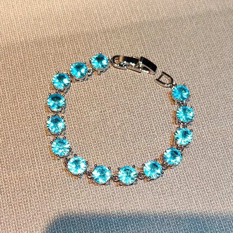 Light Luxury Shiny Color Crystal Bracelet For Women Versatile Jewelry Full Zircon Multi Color Bracelets Exquisite Gift KOFSAC