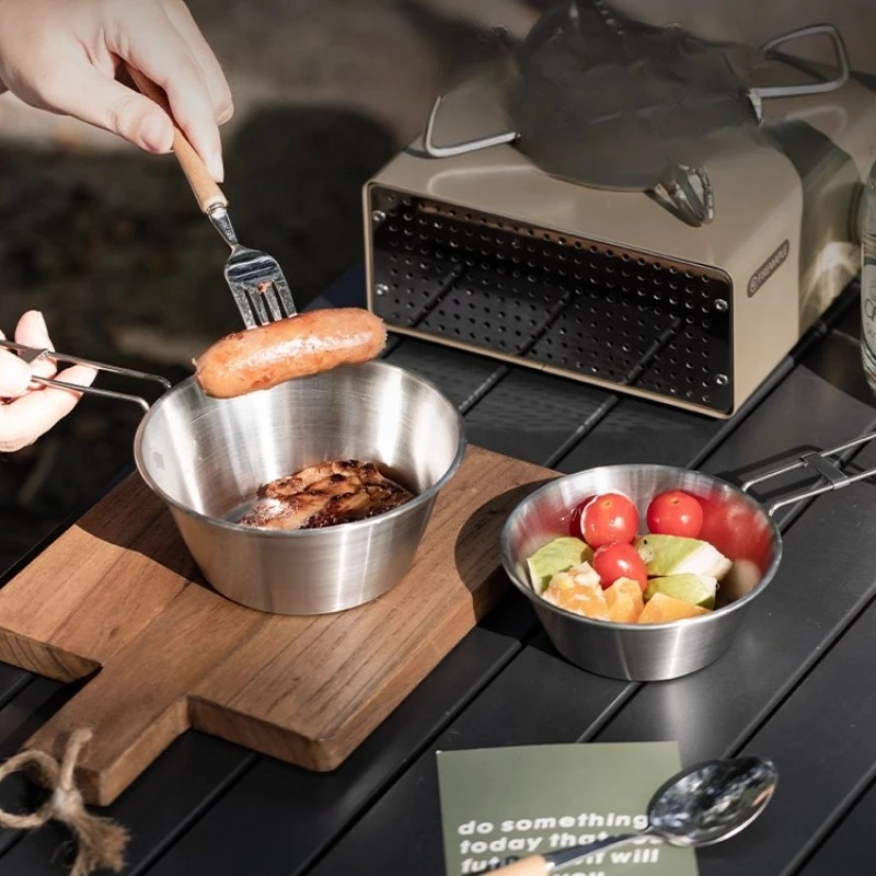 

304 Stainless Steel Snow Peak Bowl - Collapsible Camping Cookware Set, Foldable & Lightweight for Hiking, Picnics&Outdoor Dining