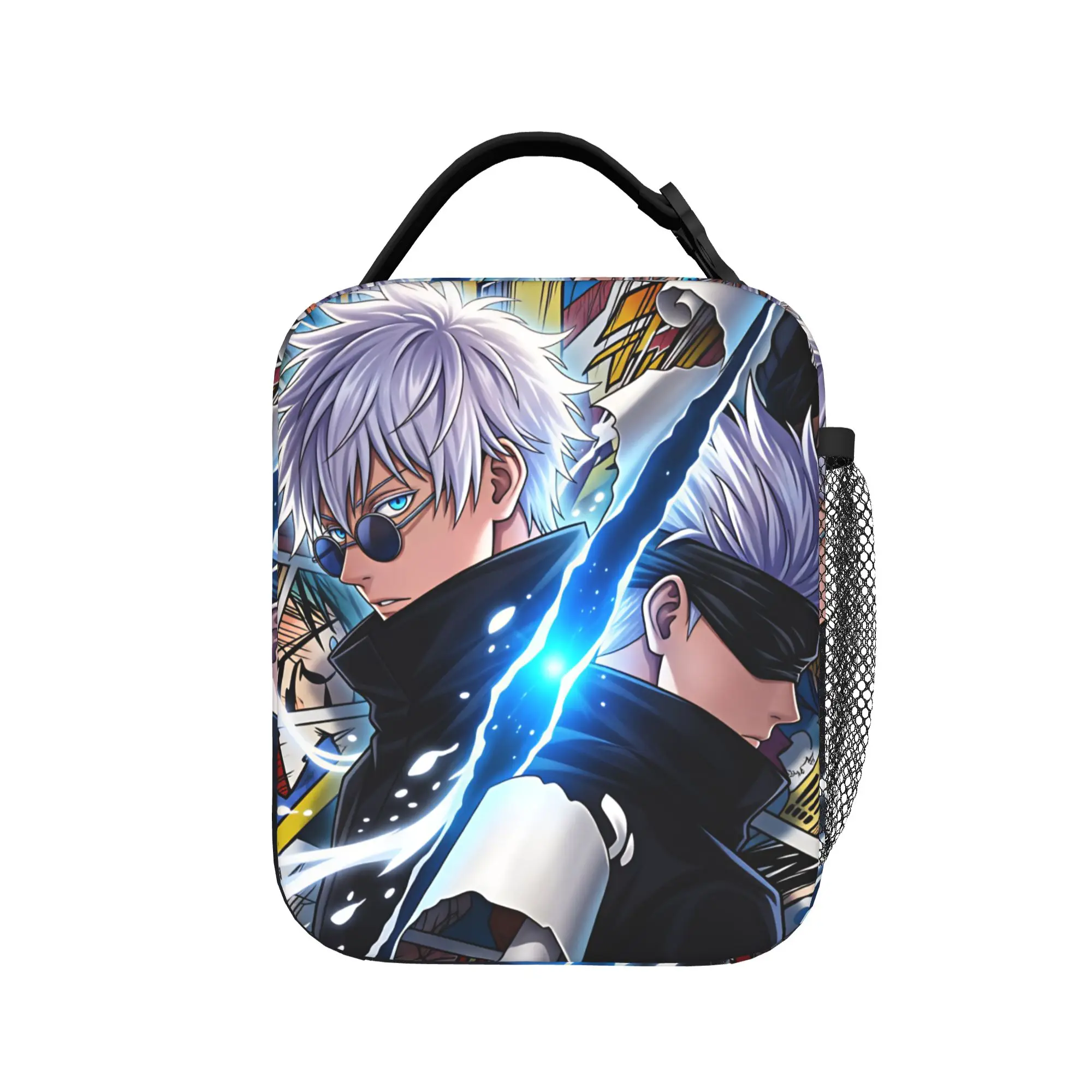 Satoru Gojo Comic Animation Lunch Bag For Women  Print Lunch Box Cute Travel Cooler Bag Portable Oxford Thermal Tote Handbags
