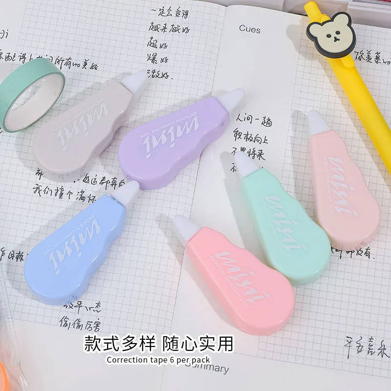 6 pcs/set Cute Mini Morandi Color Correction Tape Kawaii Small Portable Writing Correct Tape Tool School Student Stationery images - 6
