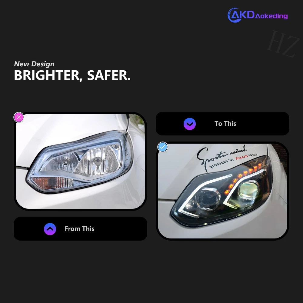 Headlight For Ford Focus 2012-2014 Car автомобильные товары 12V H7 LED DRL 2PCS Hella 5 Xenon Lens Hid Focus 3 Car Accessories