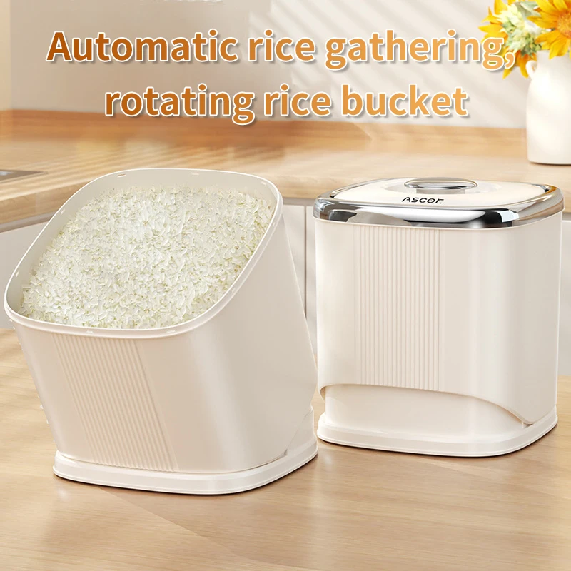 

Kitchen Accessories Bulk Container Box Rotating Recording Rice Dispenser Cereal Food Plastic Box Airtight Food Storage Jar