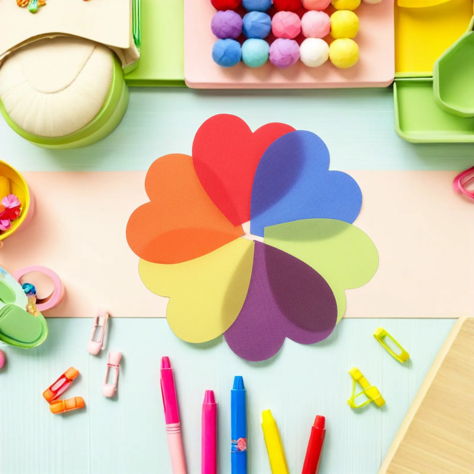 

30Pcs Nylon Heart-Shaped Carpet Markers 125Mm Colorful Classroom Floor Dots Positioning Spots Educational Carpet Spot for Kids