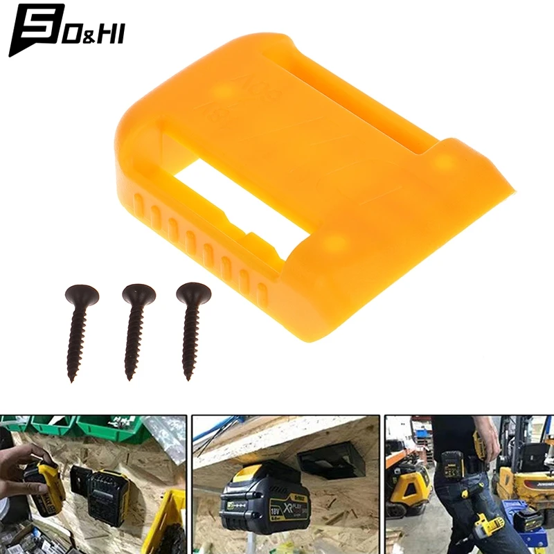 1Set Wall Storage Mounts Stander Mount Display Hanger Dock Battery Belt Buckle For Dewalt 18V 20V 60V Battery Holder Yellow