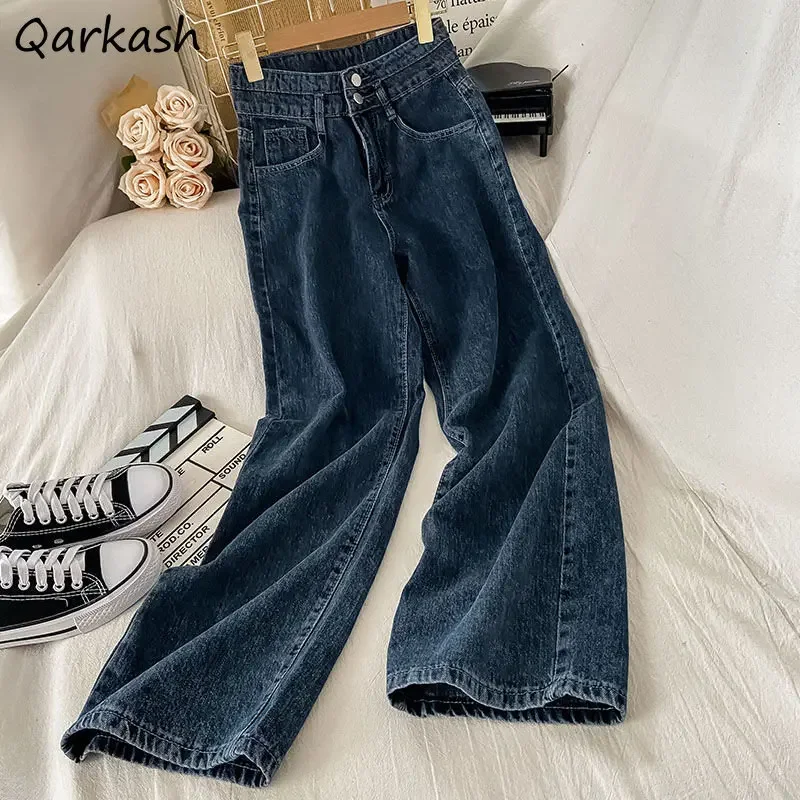 

Jeans Women Straight Trousers Denim Vintage Streetwear Джинсы Женские Teens High Waisted Personal Washed Minimalist Casual Chic
